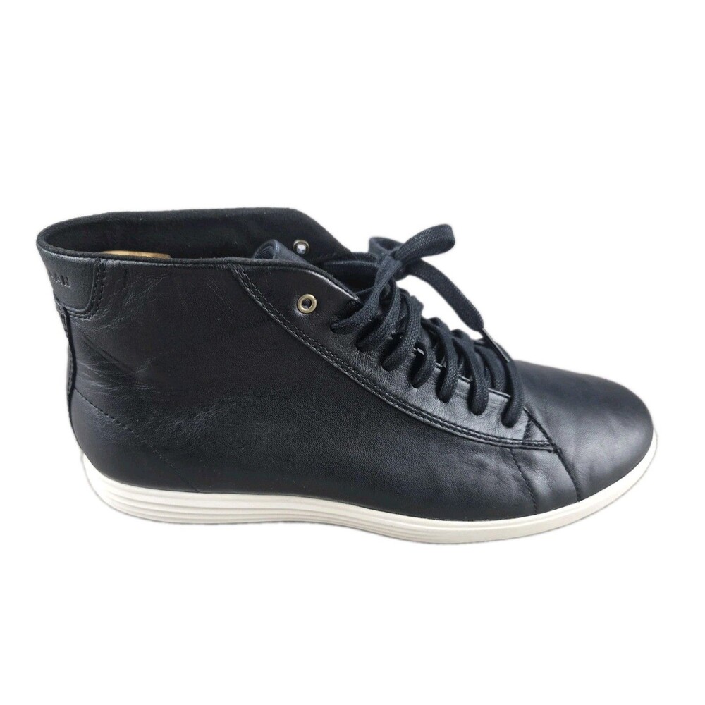 Cole Haan Grand.OS Crosscourt Sneakers Men's Sz 10.5M Black Leather High Top